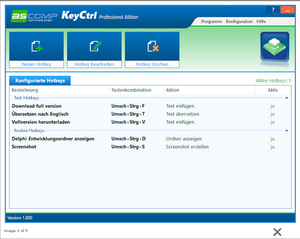 ASCOMP Hotkey Manager KeyCtrl